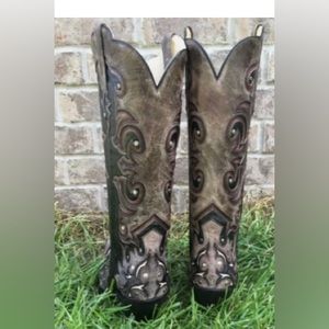 Corral Boots G1069 Ladies
Western Tall Black~Brown-Ivory
Inlay